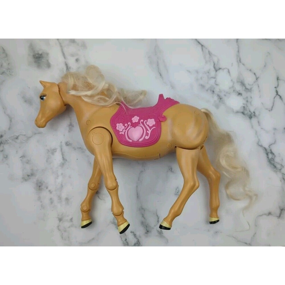 Barbie Self Walking Palomino Horse Pony Tawny Brown Riding Saddle 2005 Tested